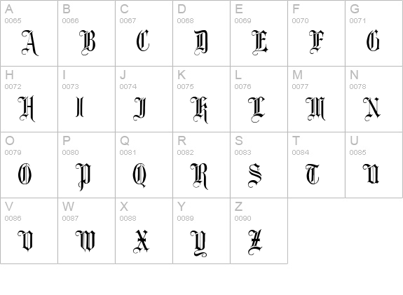 Minster No 1 uppercase A-Z preview