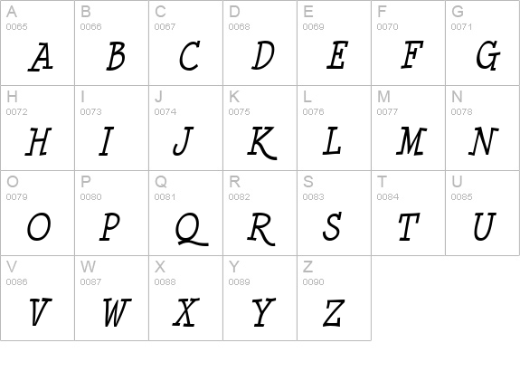 Minya Nouvelle Italic uppercase A-Z preview