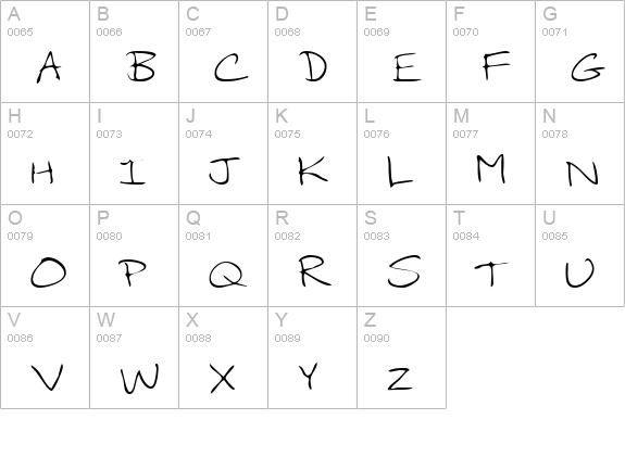 MiriamsHand Regular uppercase A-Z preview