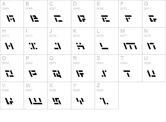 Missile Man Leftalic uppercase A-Z preview