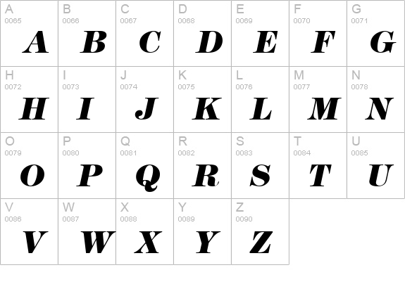 Modern Italic uppercase A-Z preview