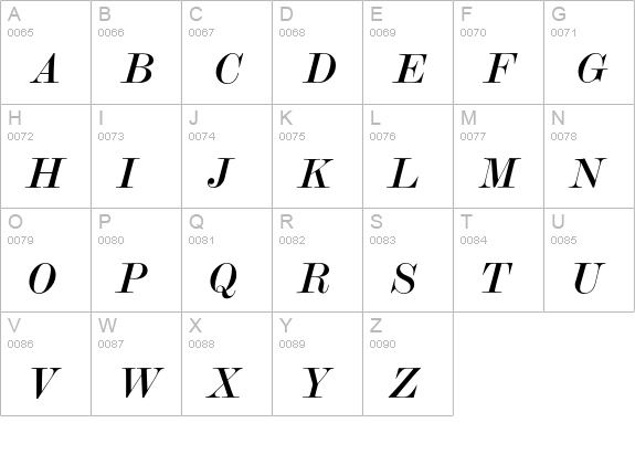 Modern No.20 Italic uppercase A-Z preview