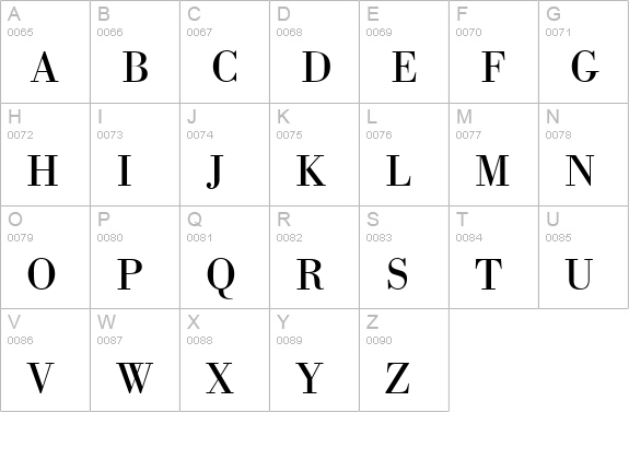 ModernBodoni-Regular uppercase A-Z preview