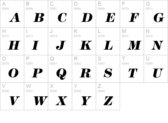 ModernHeavyItalic uppercase A-Z preview