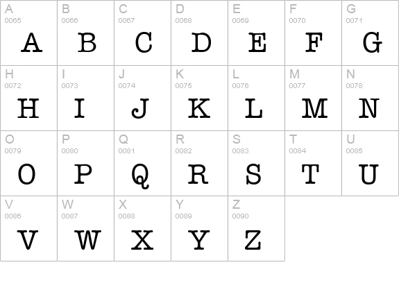 ModernTypewriter-Regular uppercase A-Z preview