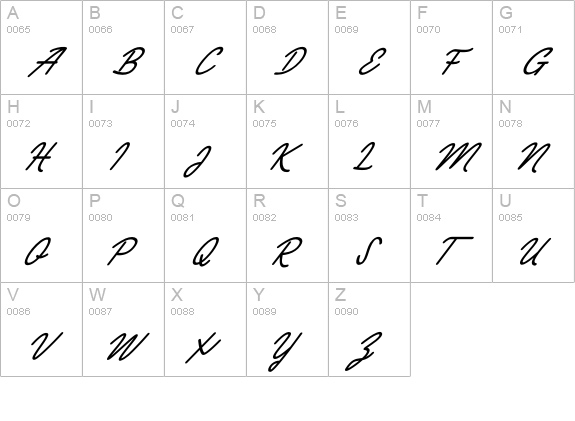 Monalisa Script Modern uppercase A-Z preview