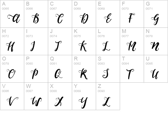 Monica Script uppercase A-Z preview