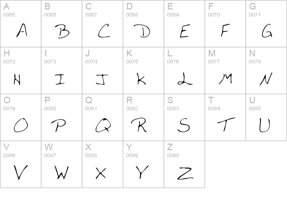 MonicasHand uppercase A-Z preview