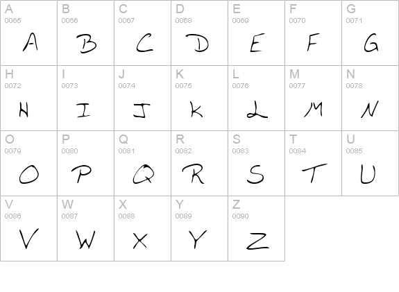 MonicasHand Regular uppercase A-Z preview