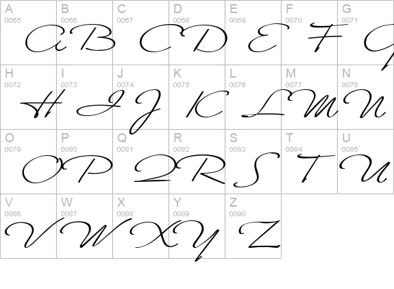 Monika Italic uppercase A-Z preview