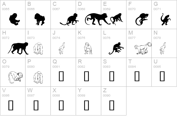 MonkeysDC Primates uppercase A-Z preview