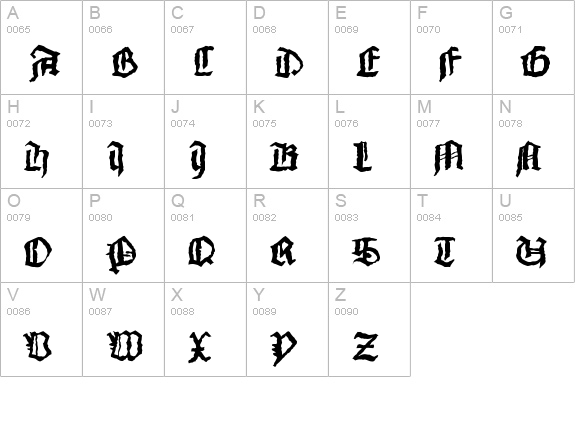 MonksWriting uppercase A-Z preview