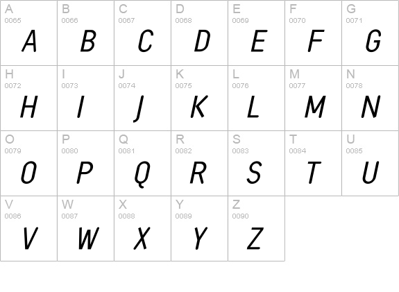 Monolein-Slanted uppercase A-Z preview