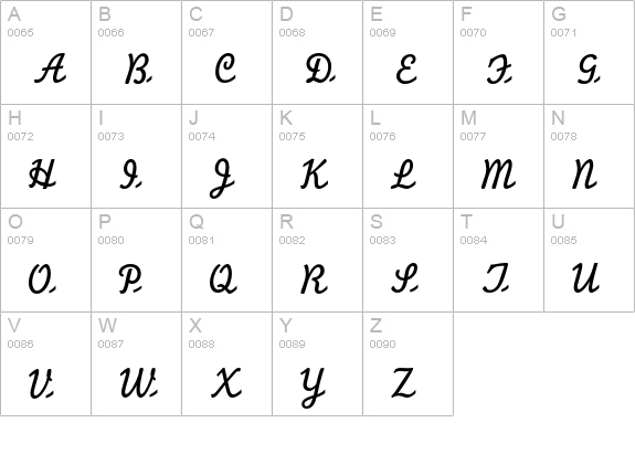 Monoline Script uppercase A-Z preview