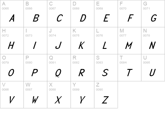 Monotony Italic uppercase A-Z preview