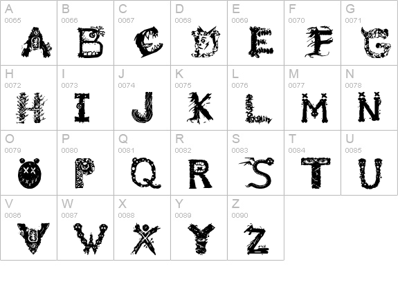 Monstrous Zosimus uppercase A-Z preview
