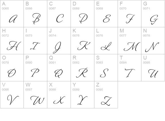 Montague Script uppercase A-Z preview