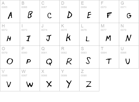 MontysHand Regular uppercase A-Z preview
