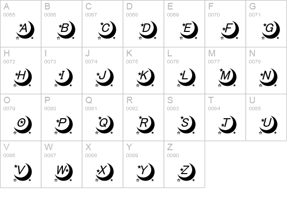 moon font uppercase A-Z preview