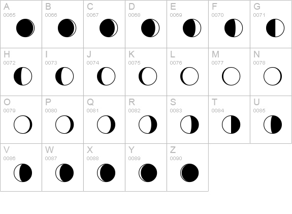 Moon Phases uppercase A-Z preview