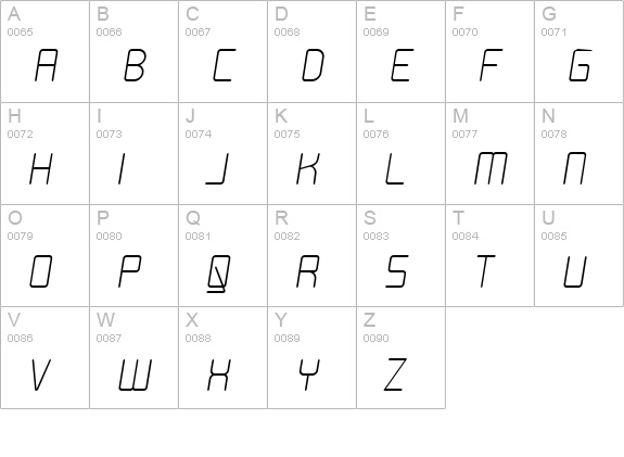 Moondog Zero Italic uppercase A-Z preview