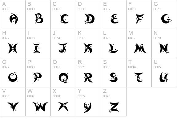 Moonlight uppercase A-Z preview