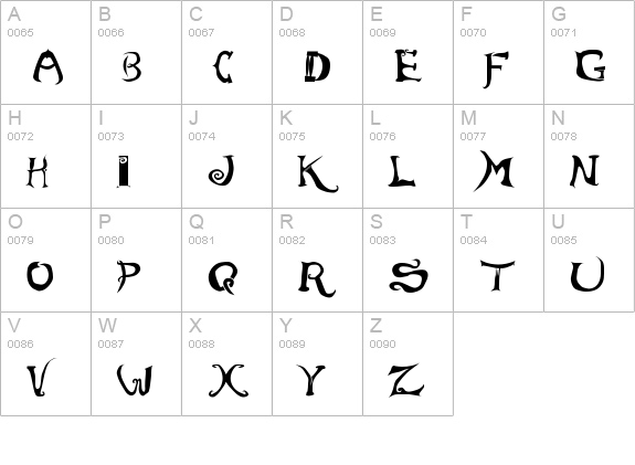 morevil uppercase A-Z preview