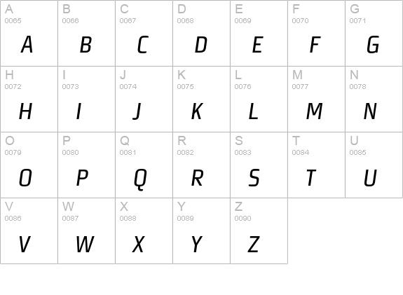 MorganSansCond ItalicCaps uppercase A-Z preview