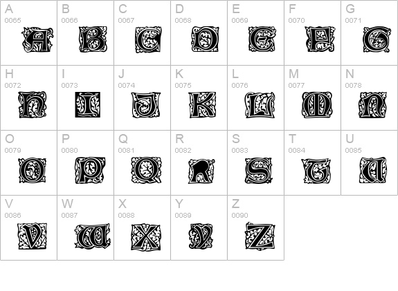 Morris Initials uppercase A-Z preview
