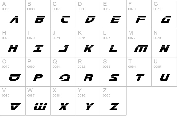 Morse NK Condensed Laser Italic uppercase A-Z preview
