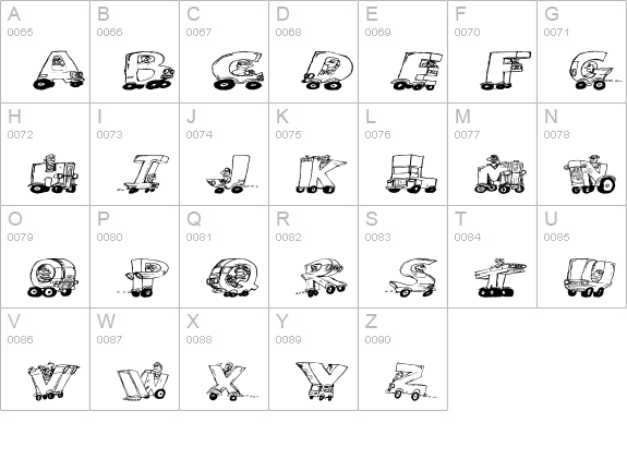 Motoring uppercase A-Z preview
