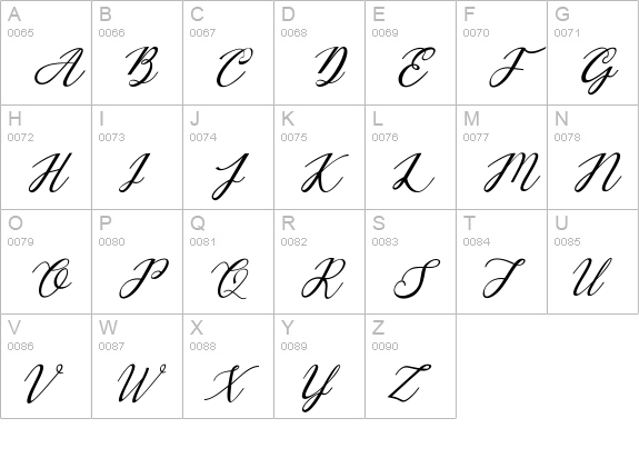 Mottingham Elegant Calligraphy Typeface uppercase A-Z preview