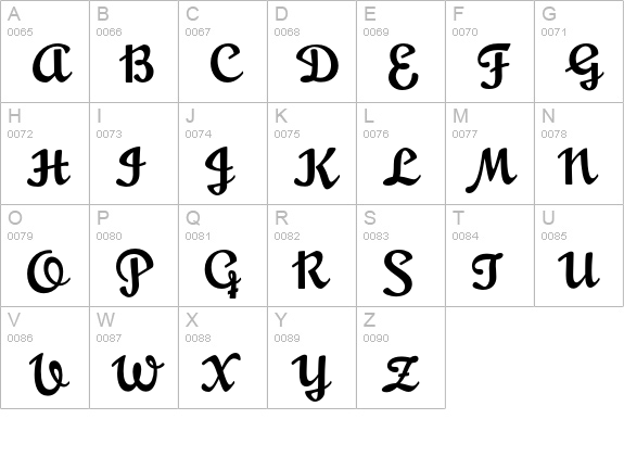 MousseScript-Regular uppercase A-Z preview