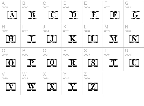Movie Times uppercase A-Z preview