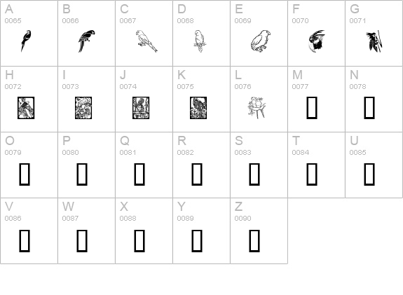 Moyra's Parrots uppercase A-Z preview