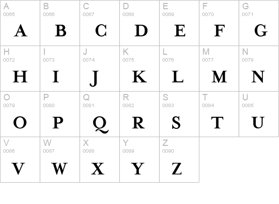 MrsEaves-Bold uppercase A-Z preview