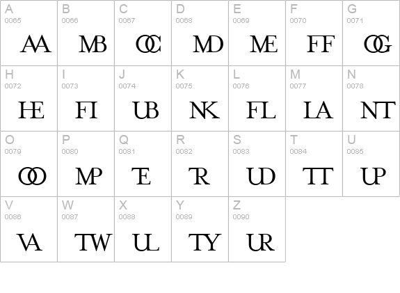 MrsEavesJustLig Regular uppercase A-Z preview