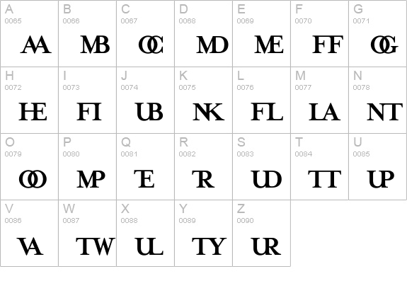 MrsEavesJustLigBold uppercase A-Z preview
