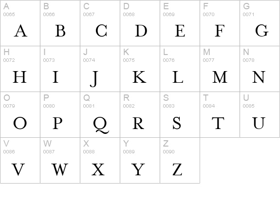 MrsEavesPetiteCaps uppercase A-Z preview