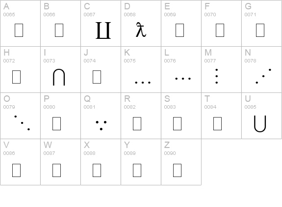 MT Extra uppercase A-Z preview