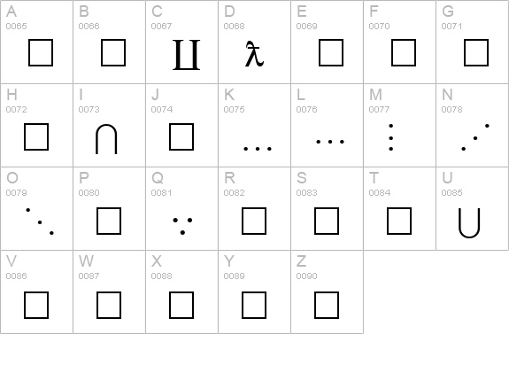 MT Extra Plain uppercase A-Z preview