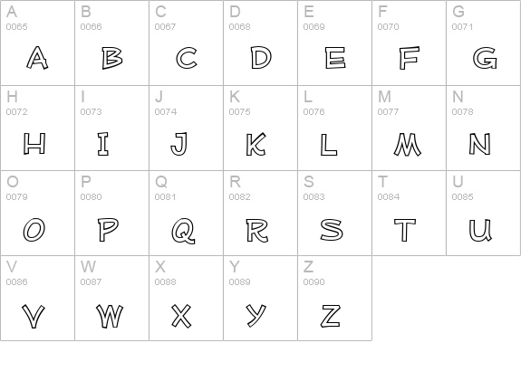 Mufferaw Outline uppercase A-Z preview