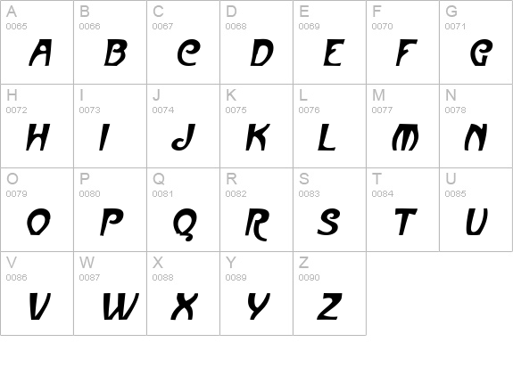 MullinsCaps Italic uppercase A-Z preview