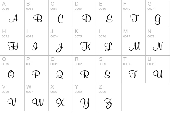 Murphy Script uppercase A-Z preview