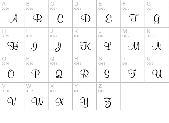 MurphyScriptViva Regular uppercase A-Z preview