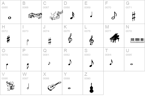 MusicalP01 uppercase A-Z preview