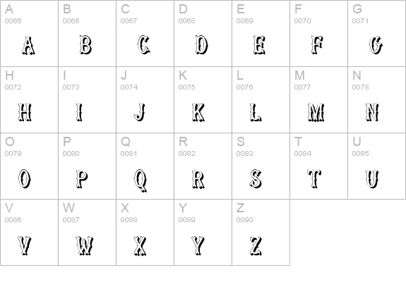 MuskitosCapsShadDown uppercase A-Z preview