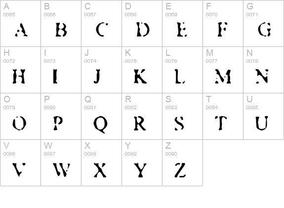Musty Privates uppercase A-Z preview