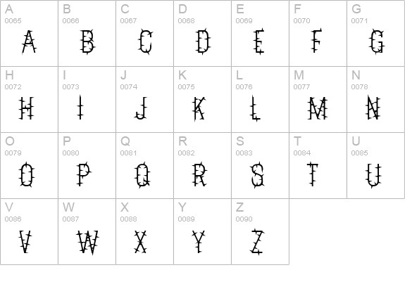 MyhotaWithSpikes uppercase A-Z preview