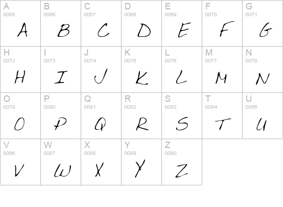 MyrasHand Regular uppercase A-Z preview